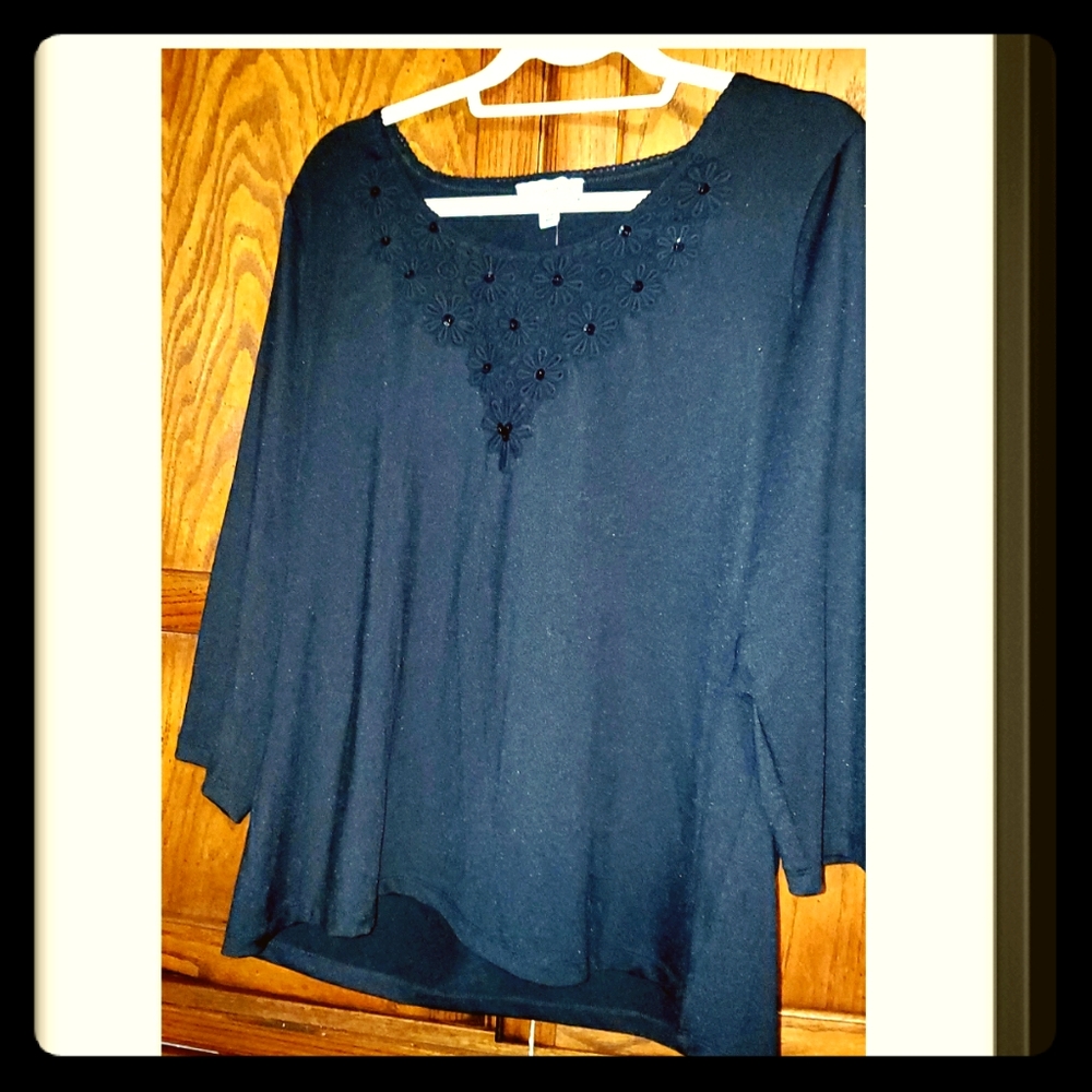 NWT Susan Graver black blouse